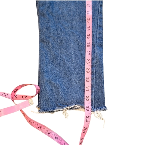 American Apparel High Rise Frayed Distressed Cropped Ankle Jeans Size 24 - Picture 5 of 5